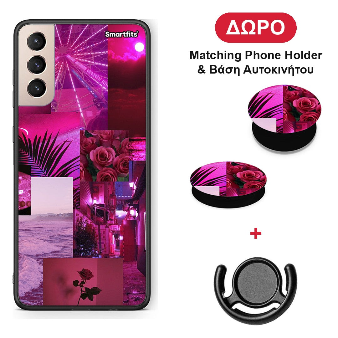 Collage Red Roses - Samsung Galaxy S21+ θήκη + Δώρο Phone Holder & Βάση Αυτοκινήτου