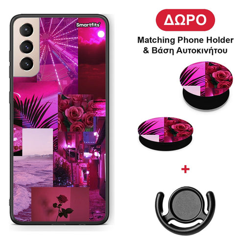 Collage Red Roses - Samsung Galaxy S21+ θήκη + Δώρο Phone Holder & Βάση Αυτοκινήτου