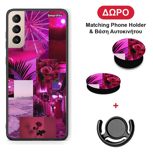 Collage Red Roses - Samsung Galaxy S21+ θήκη + Δώρο Phone Holder & Βάση Αυτοκινήτου