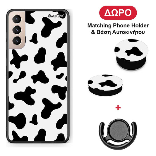 Cow Print - Samsung Galaxy S21+ θήκη + Δώρο Phone Holder & Βάση Αυτοκινήτου
