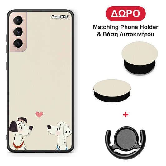 Dalmatians Love - Samsung Galaxy S21+ θήκη + Δώρο Phone Holder & Βάση Αυτοκινήτου