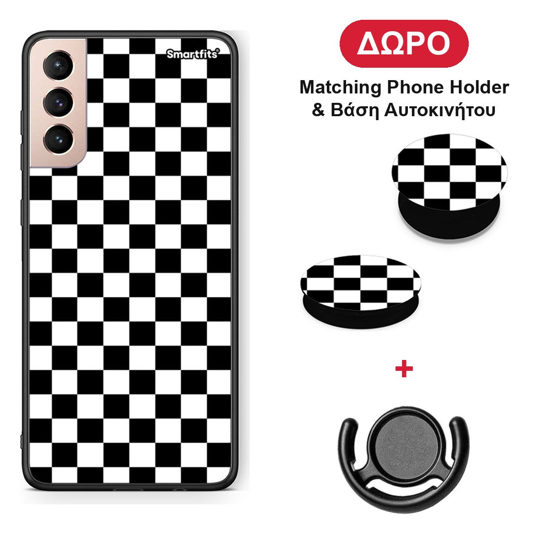 Geometric Squares - Samsung Galaxy S21+ θήκη + Δώρο Phone Holder & Βάση Αυτοκινήτου