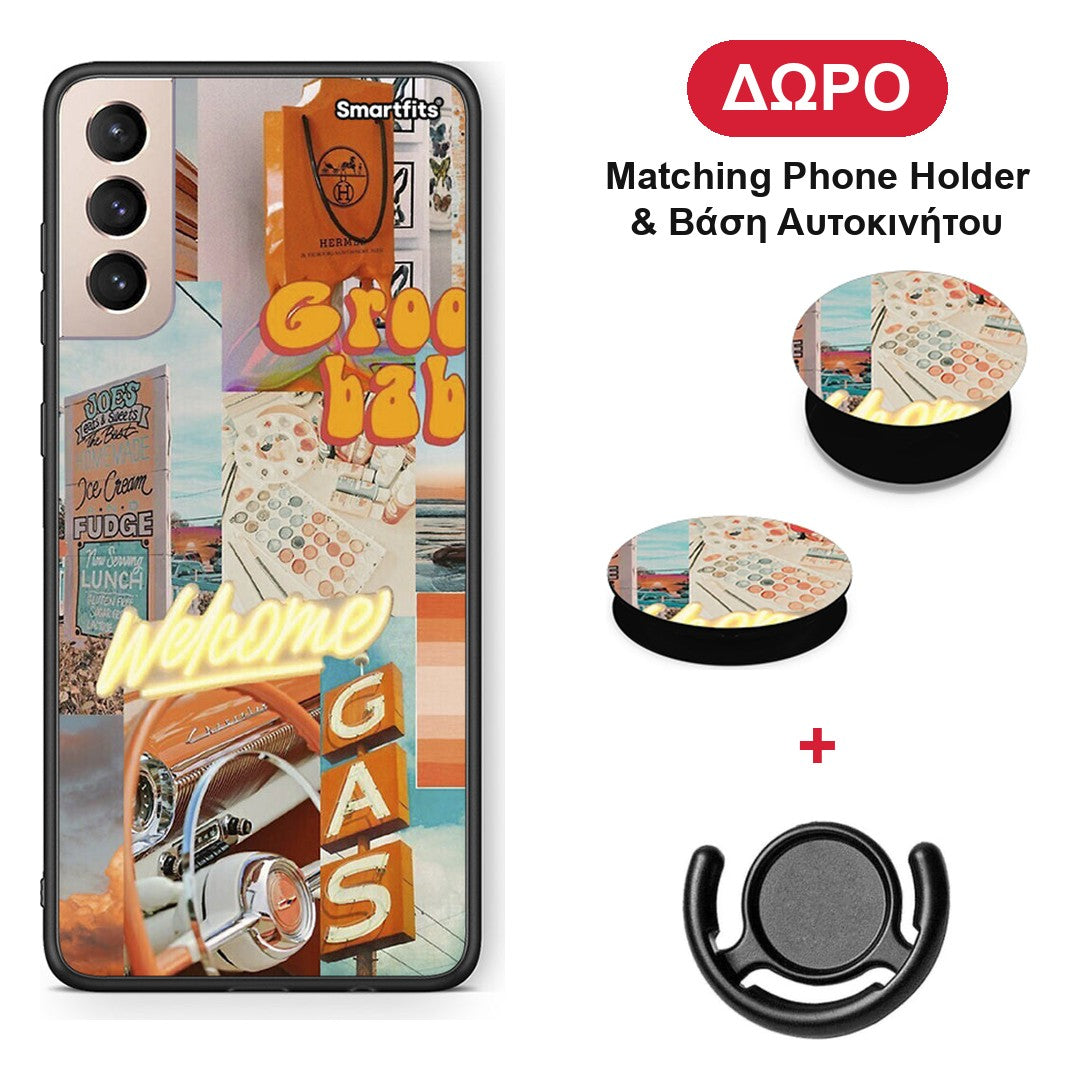 Groovy Babe - Samsung Galaxy S21+ θήκη + Δώρο Phone Holder & Βάση Αυτοκινήτου