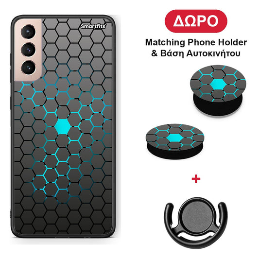Geometric Hexagonal - Samsung Galaxy S21+ θήκη + Δώρο Phone Holder & Βάση Αυτοκινήτου