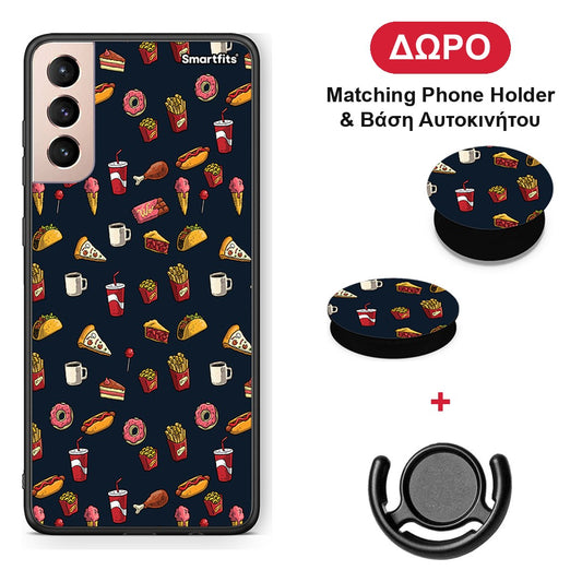 Random Hungry - Samsung Galaxy S21+ θήκη + Δώρο Phone Holder & Βάση Αυτοκινήτου