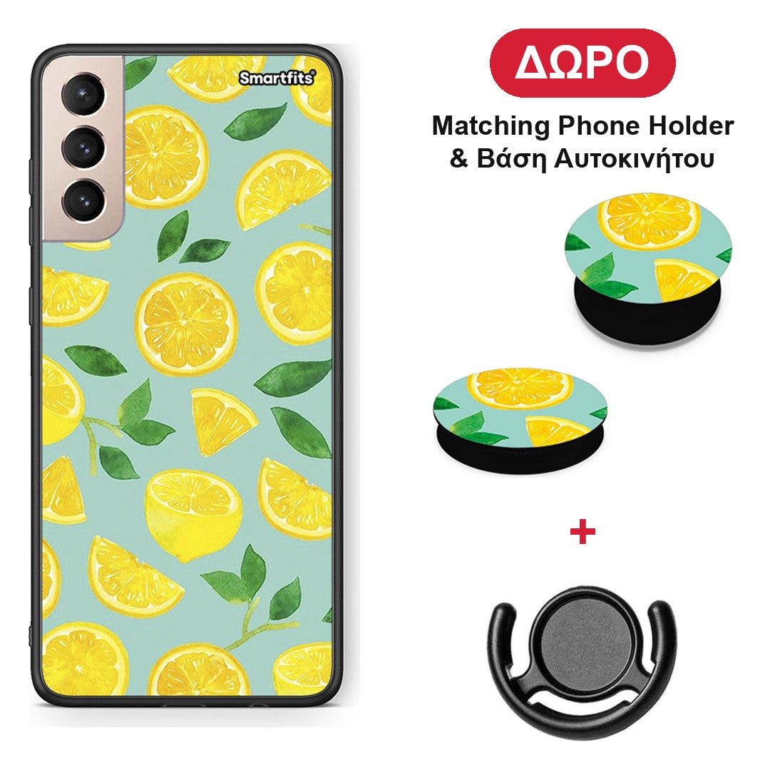 Lemons - Samsung Galaxy S21+ θήκη + Δώρο Phone Holder & Βάση Αυτοκινήτου