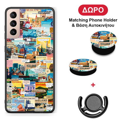 Live To Travel - Samsung Galaxy S21+ θήκη + Δώρο Phone Holder & Βάση Αυτοκινήτου