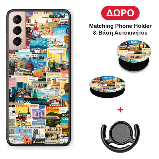 Live To Travel - Samsung Galaxy S21+ θήκη + Δώρο Phone Holder & Βάση Αυτοκινήτου