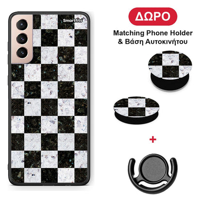 Marble Square Geometric - Samsung Galaxy S21+ θήκη + Δώρο Phone Holder & Βάση Αυτοκινήτου