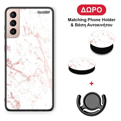 Marble Pink Splash - Samsung Galaxy S21+ θήκη + Δώρο Phone Holder & Βάση Αυτοκινήτου