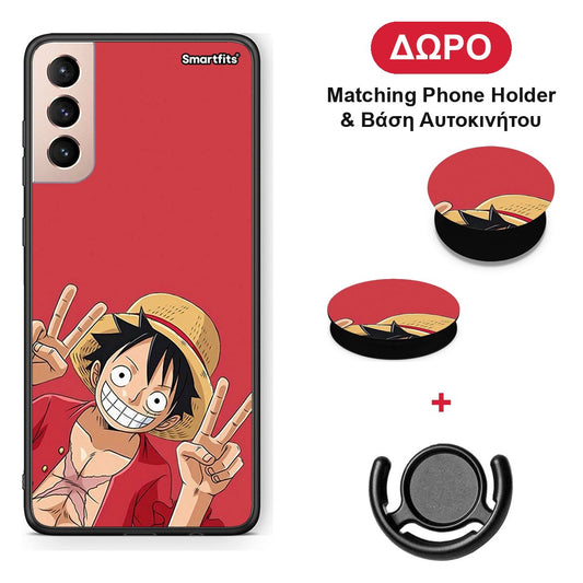 Pirate Luffy - Samsung Galaxy S21+ θήκη + Δώρο Phone Holder & Βάση Αυτοκινήτου