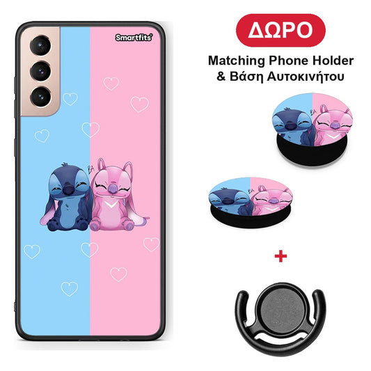 Stitch And Angel - Samsung Galaxy S21+ θήκη + Δώρο Phone Holder & Βάση Αυτοκινήτου