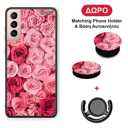 Valentine RoseGarden - Samsung Galaxy S21+ θήκη + Δώρο Phone Holder & Βάση Αυτοκινήτου