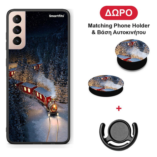 Xmas Train - Samsung Galaxy S21+ θήκη + Δώρο Phone Holder & Βάση Αυτοκινήτου