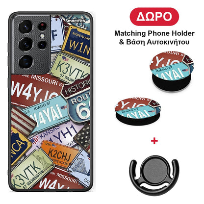 Car Plates - Samsung Galaxy S21 Ultra θήκη + Δώρο Phone Holder & Βάση Αυτοκινήτου