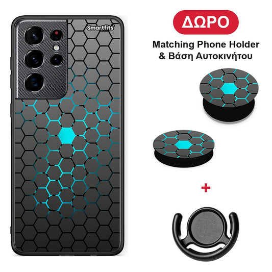 Geometric Hexagonal - Samsung Galaxy S21 Ultra θήκη + Δώρο Phone Holder & Βάση Αυτοκινήτου