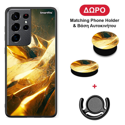Real Gold - Samsung Galaxy S21 Ultra θήκη + Δώρο Phone Holder & Βάση Αυτοκινήτου