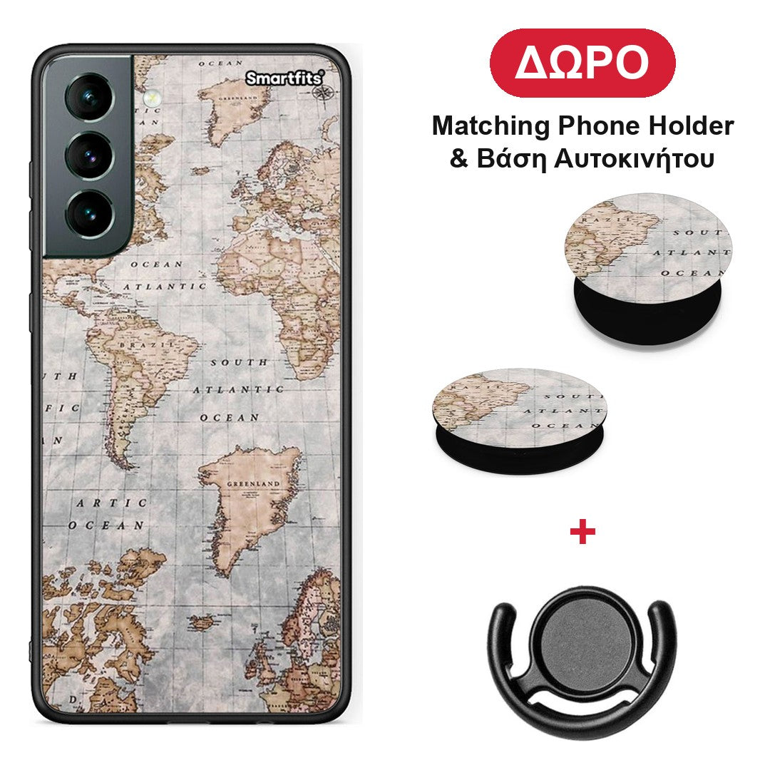 World Map - Samsung Galaxy S21 θήκη + Δώρο Phone Holder & Βάση Αυτοκινήτου