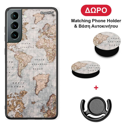 World Map - Samsung Galaxy S21 θήκη + Δώρο Phone Holder & Βάση Αυτοκινήτου