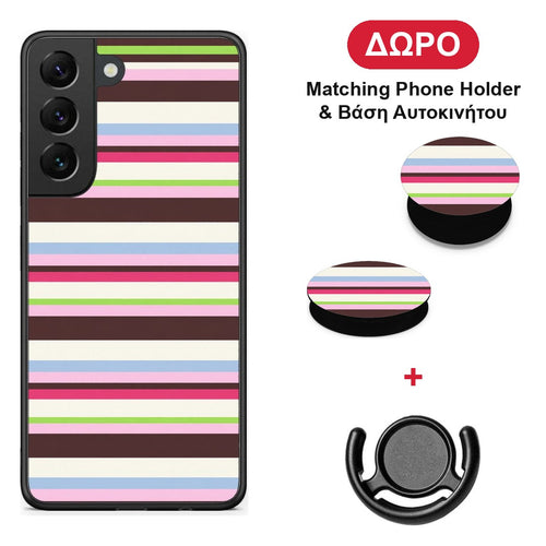 Multicolour Horizontal Stripes - Samsung Galaxy S22 θήκη + Δώρο Phone Holder & Βάση Αυτοκινήτου