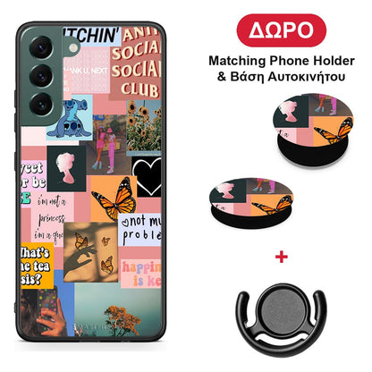 Collage Bitchin - Samsung Galaxy S22 Plus θήκη + Δώρο Phone Holder & Βάση Αυτοκινήτου