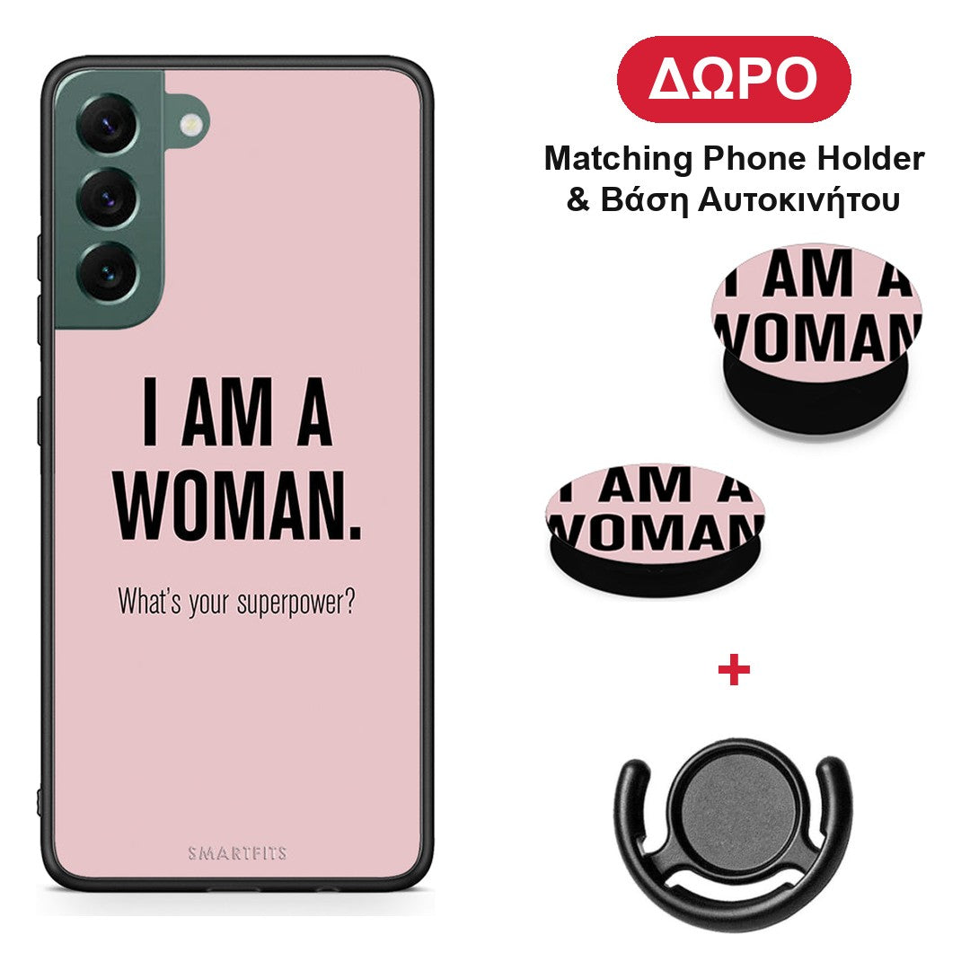 Superpower Woman - Samsung Galaxy S22 Plus θήκη + Δώρο Phone Holder & Βάση Αυτοκινήτου