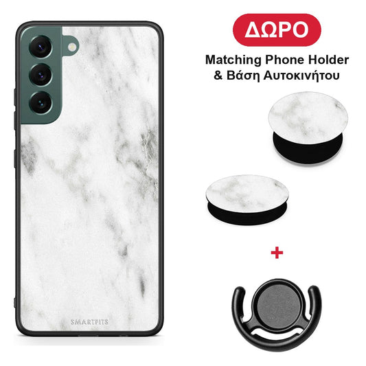 Marble White - Samsung Galaxy S22 Plus θήκη + Δώρο Phone Holder & Βάση Αυτοκινήτου