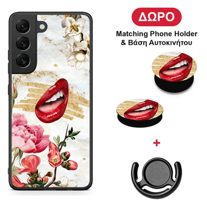 Red Lips - Samsung Galaxy S22 θήκη + Δώρο Phone Holder & Βάση Αυτοκινήτου