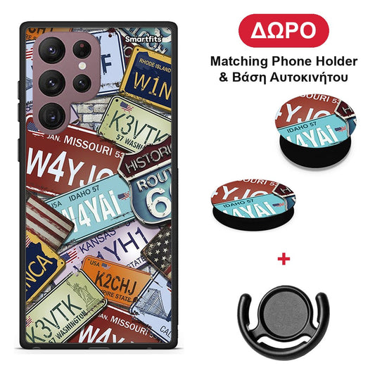 Car Plates - Samsung Galaxy S22 Ultra θήκη + Δώρο Phone Holder & Βάση Αυτοκινήτου