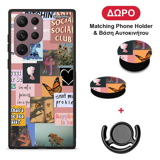 Collage Bitchin - Samsung Galaxy S22 Ultra θήκη + Δώρο Phone Holder & Βάση Αυτοκινήτου