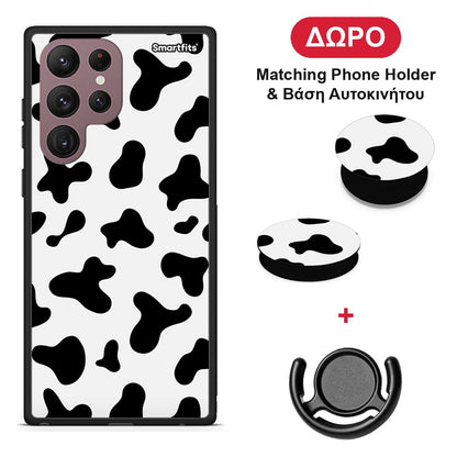 Cow Print - Samsung Galaxy S22 Ultra θήκη + Δώρο Phone Holder & Βάση Αυτοκινήτου