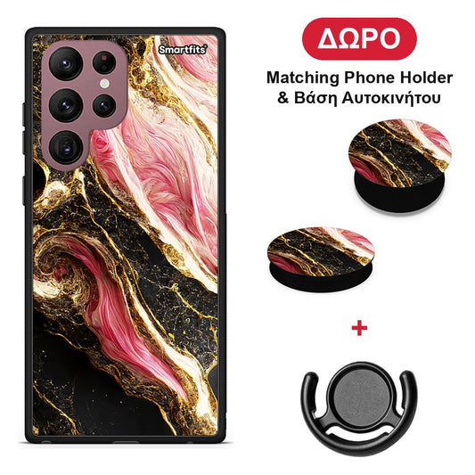 Glamorous Pink Marble - Samsung Galaxy S22 Ultra θήκη + Δώρο Phone Holder & Βάση Αυτοκινήτου
