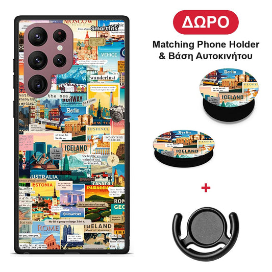Live To Travel - Samsung Galaxy S22 Ultra θήκη + Δώρο Phone Holder & Βάση Αυτοκινήτου