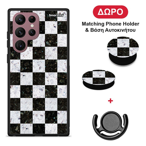 Marble Square Geometric - Samsung Galaxy S22 Ultra θήκη + Δώρο Phone Holder & Βάση Αυτοκινήτου