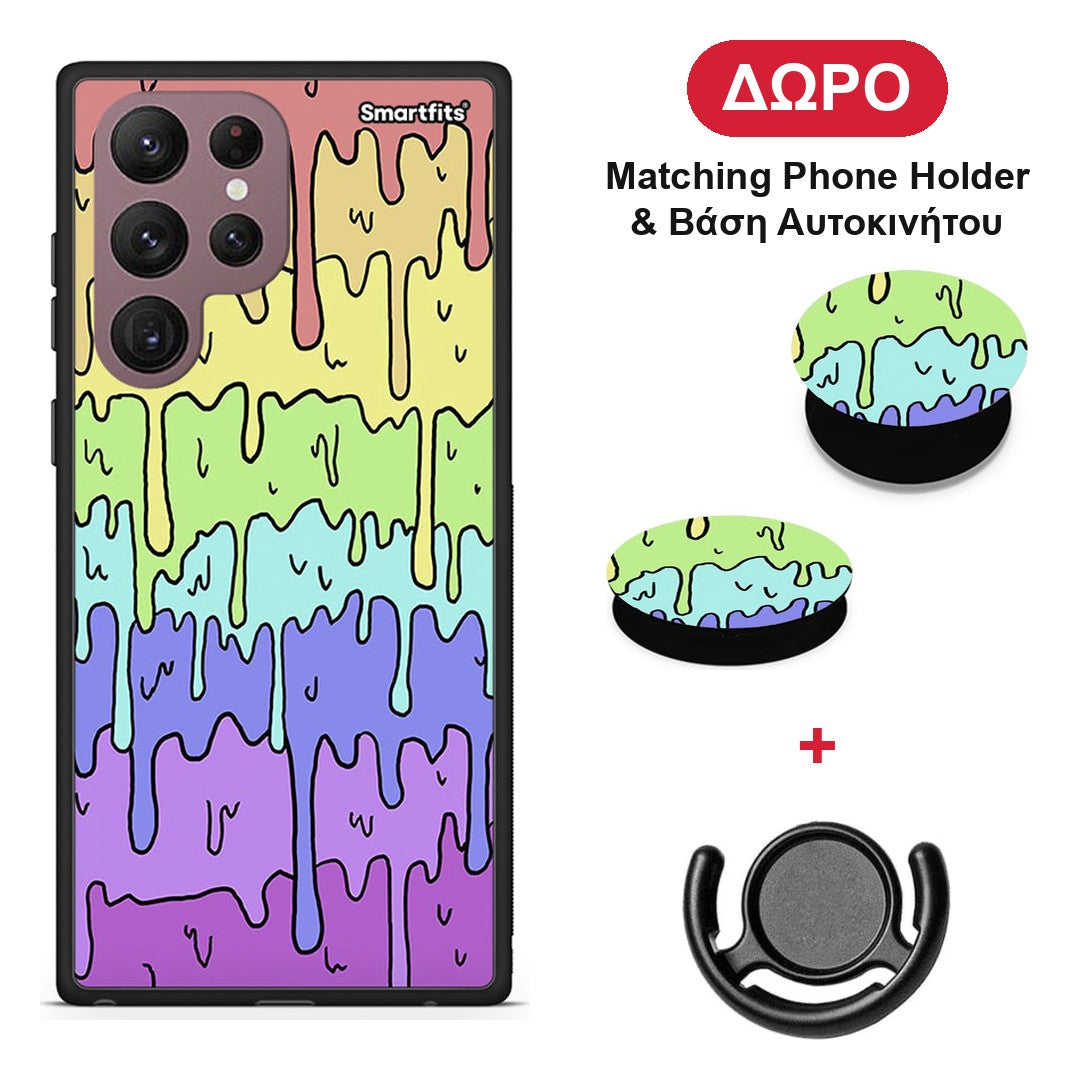 Melting Rainbow - Samsung Galaxy S22 Ultra θήκη + Δώρο Phone Holder & Βάση Αυτοκινήτου