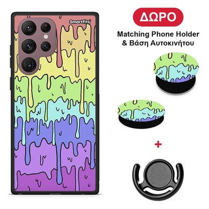 Melting Rainbow - Samsung Galaxy S22 Ultra θήκη + Δώρο Phone Holder & Βάση Αυτοκινήτου