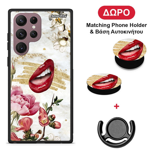 Red Lips - Samsung Galaxy S22 Ultra θήκη + Δώρο Phone Holder & Βάση Αυτοκινήτου