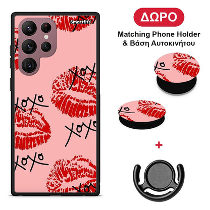 XOXO Lips - Samsung Galaxy S22 Ultra θήκη + Δώρο Phone Holder & Βάση Αυτοκινήτου