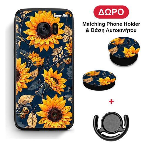 Autumn Sunflowers - Samsung Galaxy S7 θήκη + Δώρο Phone Holder & Βάση Αυτοκινήτου
