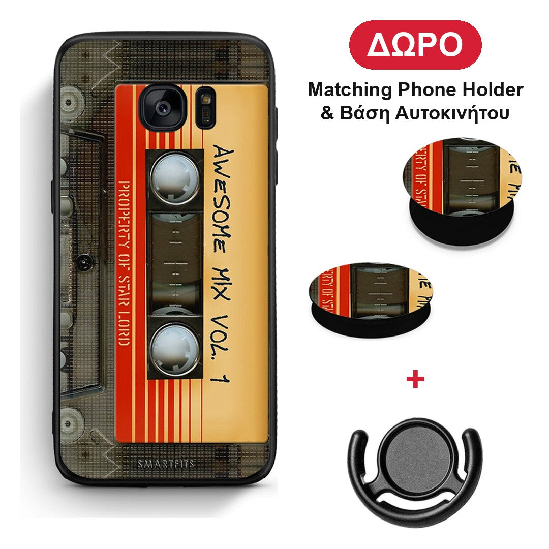Awesome Mix - Samsung Galaxy S7 θήκη + Δώρο Phone Holder & Βάση Αυτοκινήτου