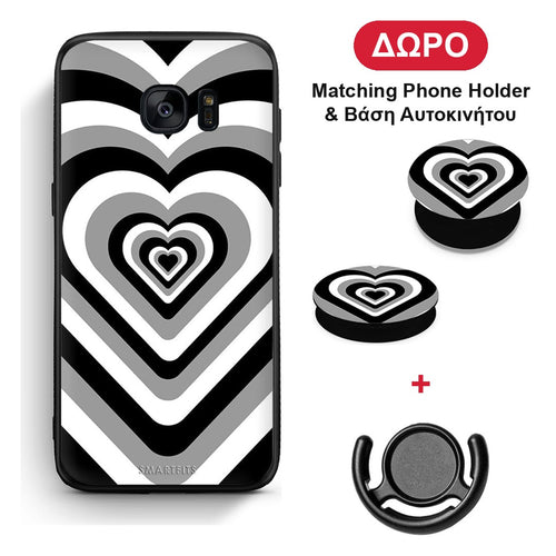 Black Hearts - Samsung Galaxy S7 θήκη + Δώρο Phone Holder & Βάση Αυτοκινήτου