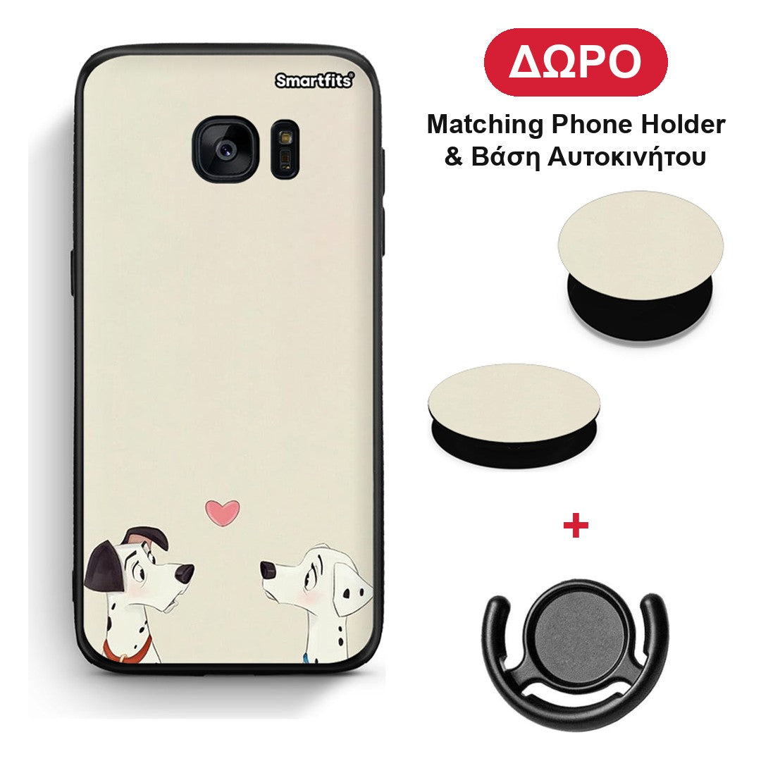 Dalmatians Love - Samsung Galaxy S7 θήκη + Δώρο Phone Holder & Βάση Αυτοκινήτου