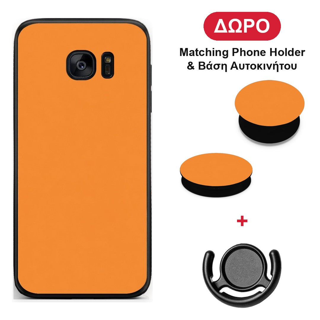 Tangerine Orange - Samsung Galaxy S7 Edge θήκη + Δώρο Phone Holder & Βάση Αυτοκινήτου