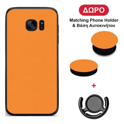 Tangerine Orange - Samsung Galaxy S7 Edge θήκη + Δώρο Phone Holder & Βάση Αυτοκινήτου