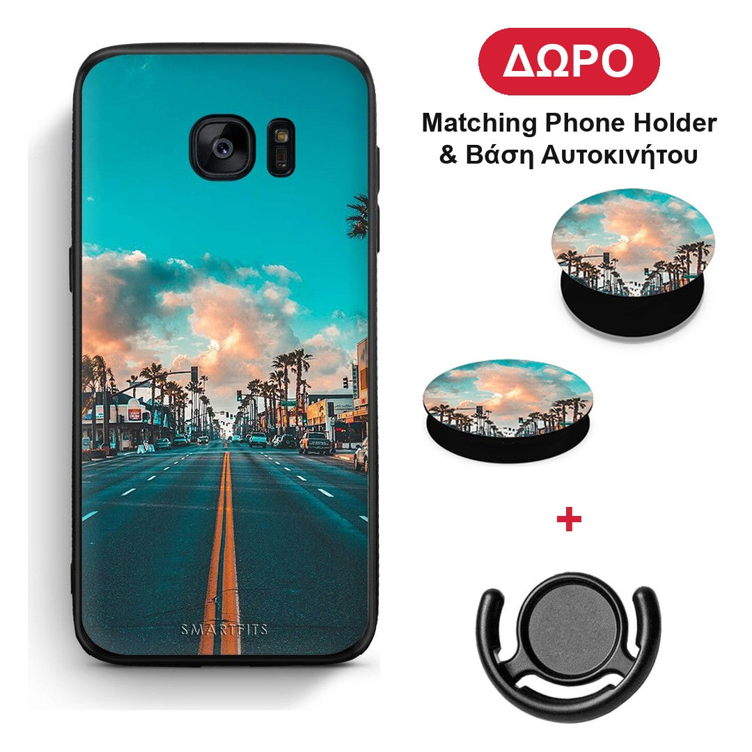 Landscape City - Samsung Galaxy S7 θήκη + Δώρο Phone Holder & Βάση Αυτοκινήτου