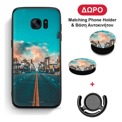 Landscape City - Samsung Galaxy S7 θήκη + Δώρο Phone Holder & Βάση Αυτοκινήτου