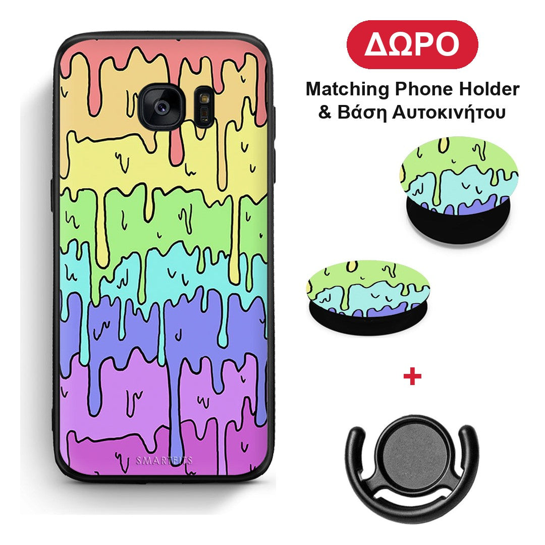 Melting Rainbow - Samsung Galaxy S7 θήκη + Δώρο Phone Holder & Βάση Αυτοκινήτου