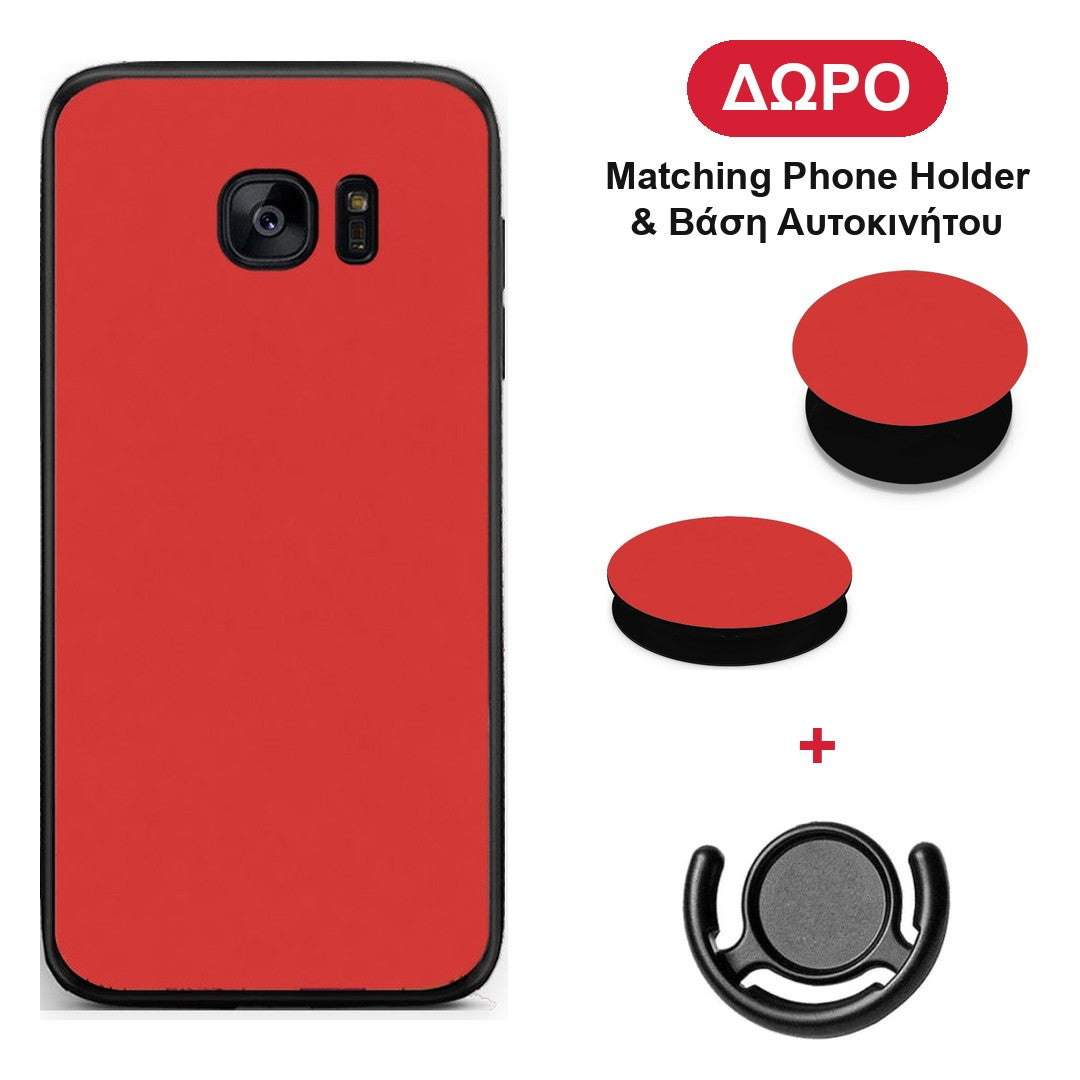 Poppy Red - Samsung Galaxy S7 θήκη + Δώρο Phone Holder & Βάση Αυτοκινήτου