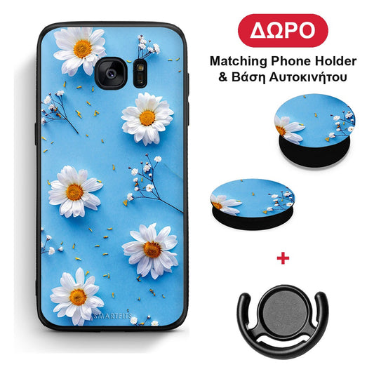 Real Daisies - Samsung Galaxy S7 θήκη + Δώρο Phone Holder & Βάση Αυτοκινήτου