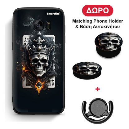 Skull King Ace - Samsung Galaxy S7 θήκη + Δώρο Phone Holder & Βάση Αυτοκινήτου